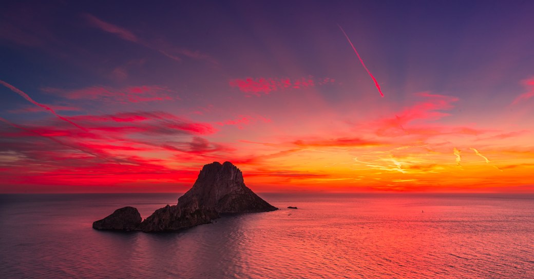 magical red sunset in Ibiza Mediterranean